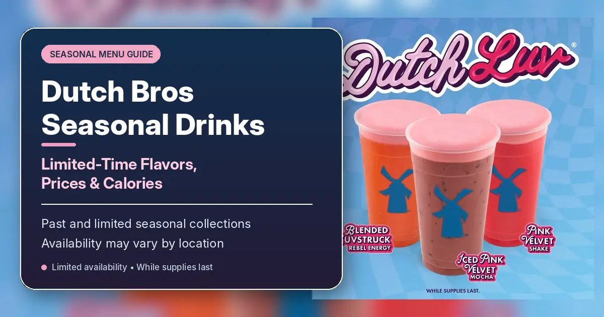 Dutch Bros seasonal drinks with Pink Velvet Mocha and Luvstruck Rebel
